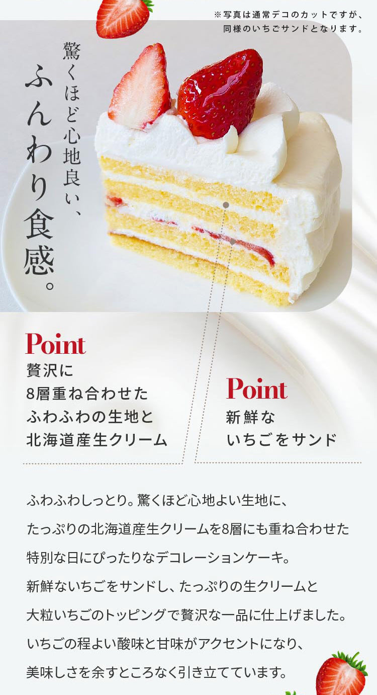 いちごサンドデコレーション［店頭受取］15cm／18cm／21cm（5号・6号・7号）クリスマスケーキ