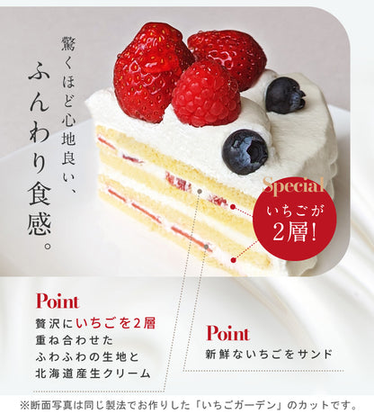 いちごの幸せダブルサンドケーキ 15cm（5号）［店頭受取］クリスマスケーキ