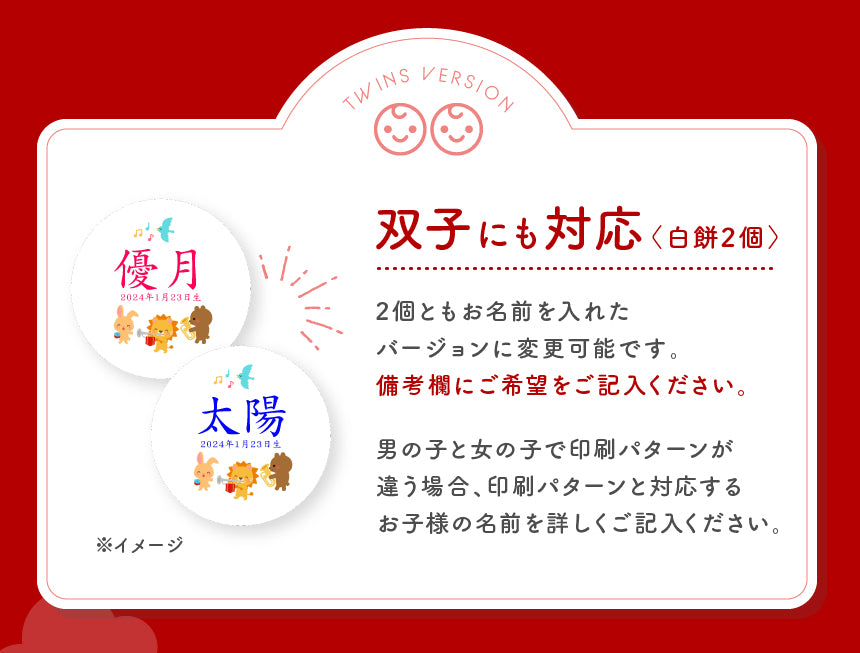 一升餅セット｜名入れ無料の紅白餅［1歳誕生日祝い・背負い餅・選び取りカード付き］ [冷]（全国配送）